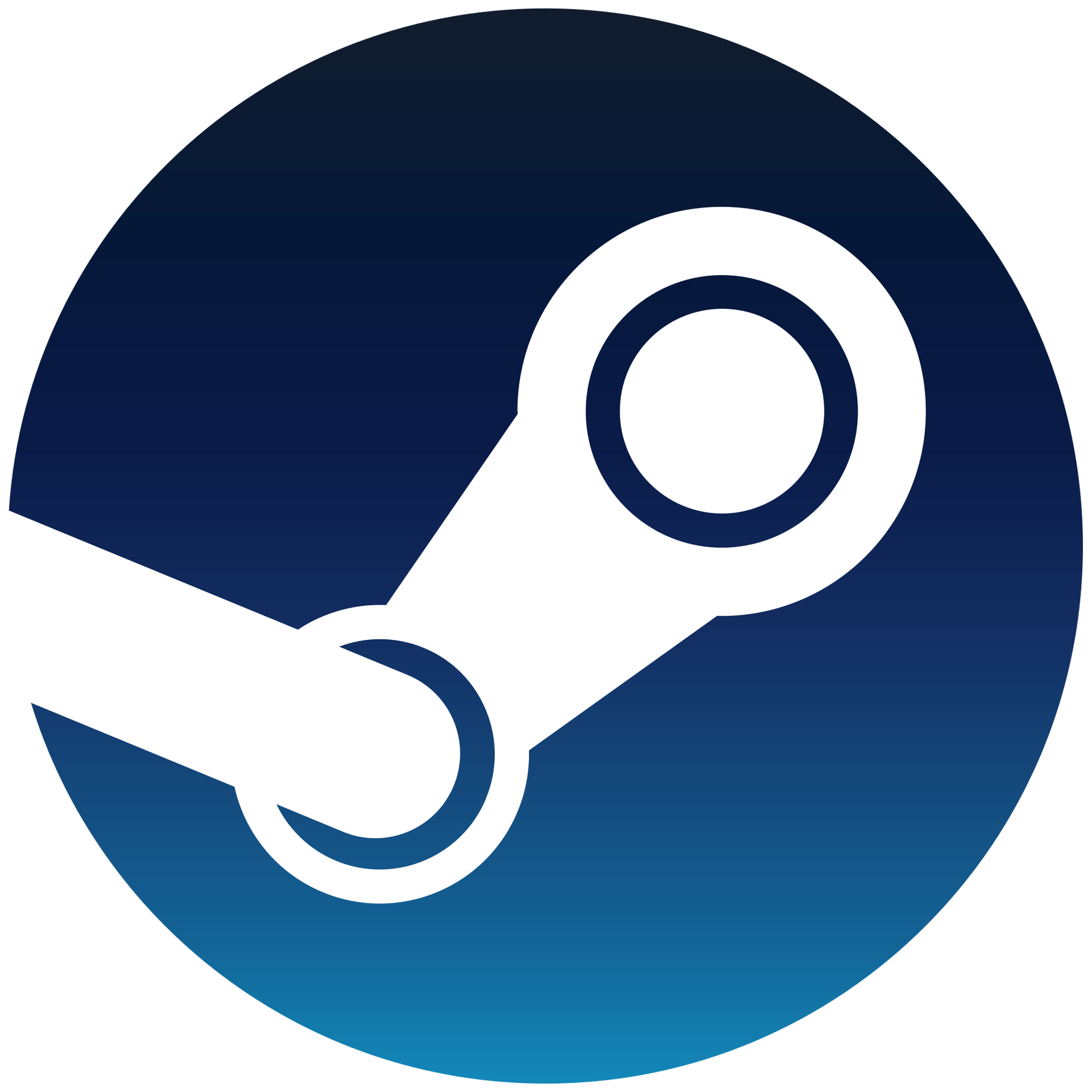 Steam logo: white mechanical arm on blue gradient circle