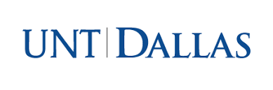 UNT Dallas logo in blue serif text on a white background