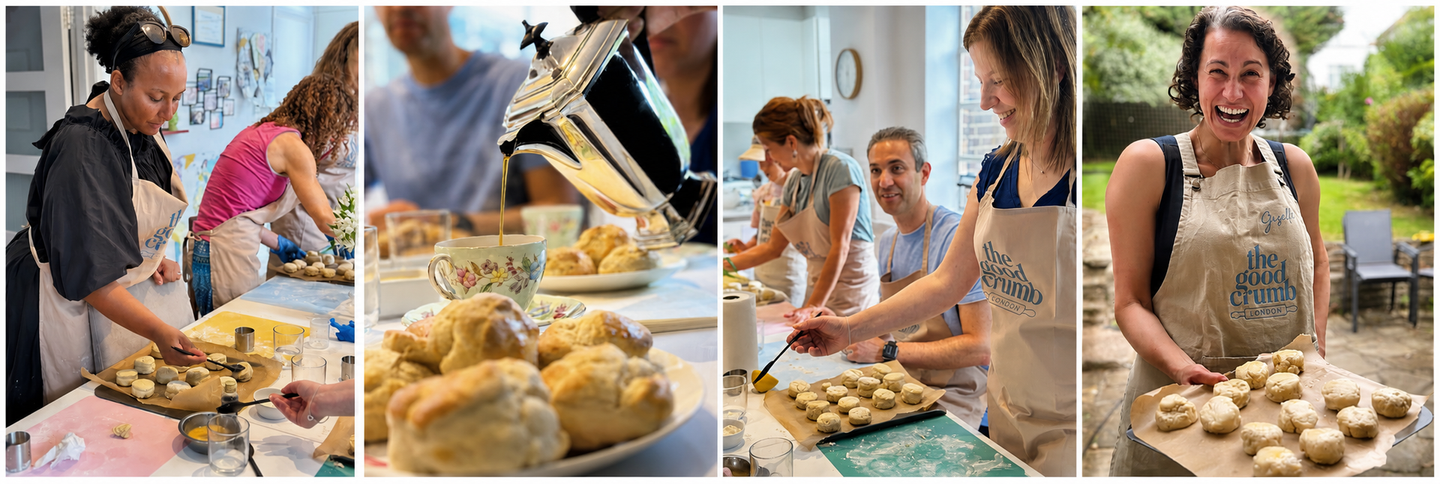 Guests having fun making scones at The Good Crumb London