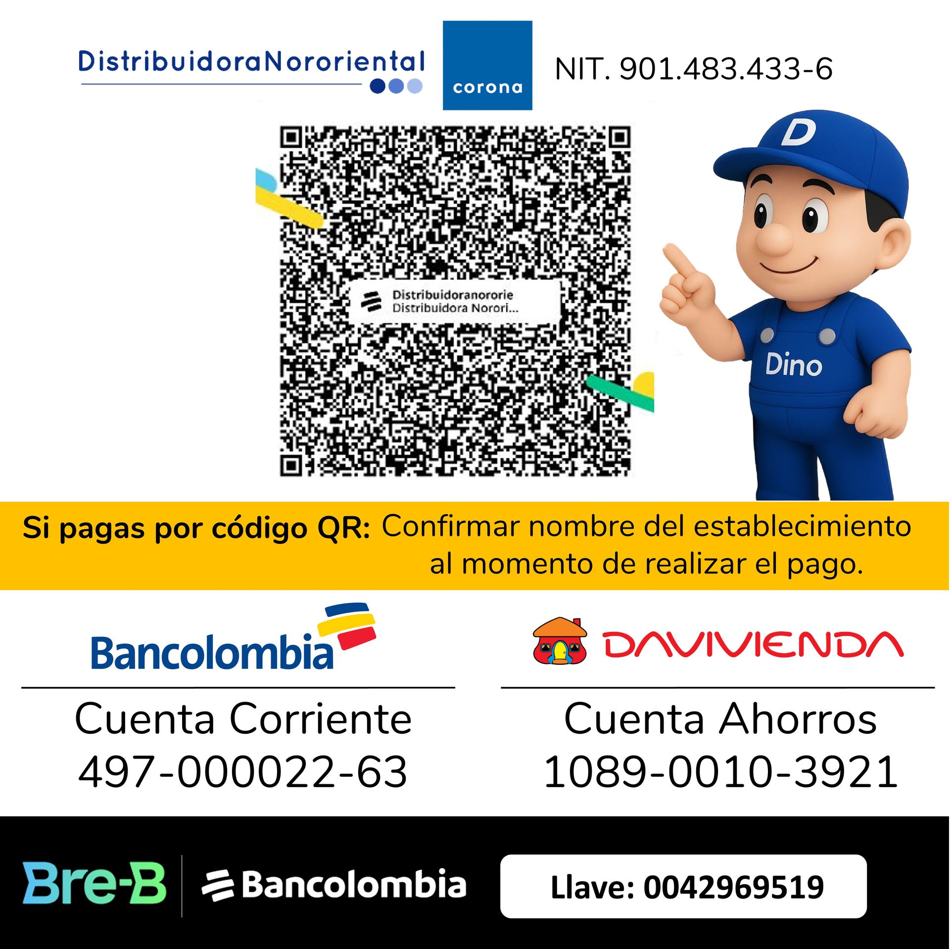 Cuentas bancarias Distribuidora Nororiental