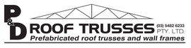 Logo for PD Roof Trusses, a company specializing in prefabricated roof trusses and wall frames. 