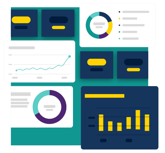 Dashboard with various charts and graphs displaying data analysis.