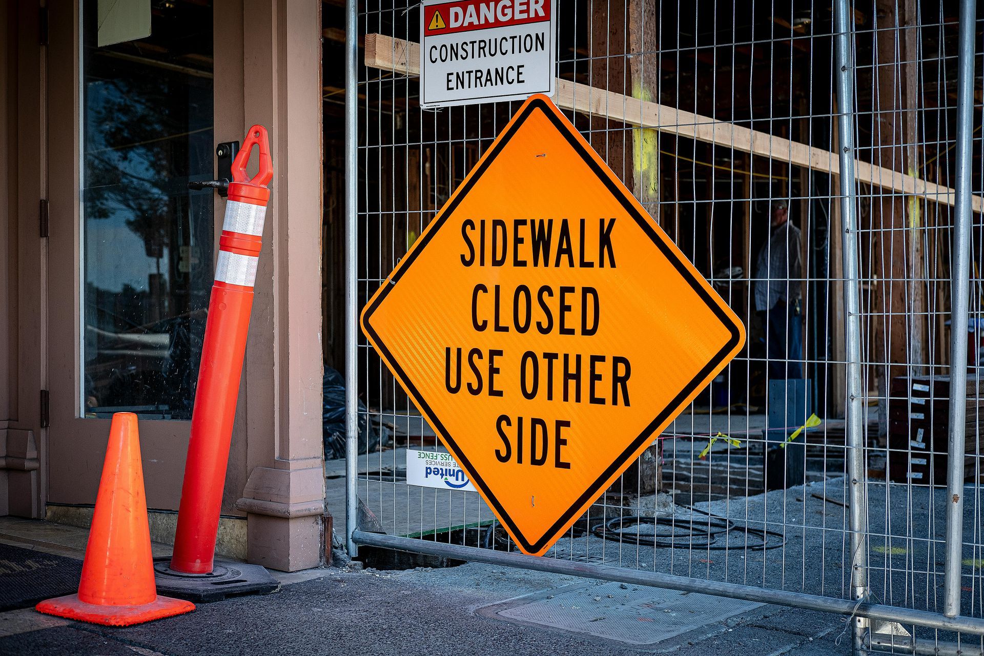 Orange diamond-shaped sign: