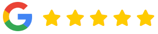 Google logo with five gold stars, indicating a five-star rating.