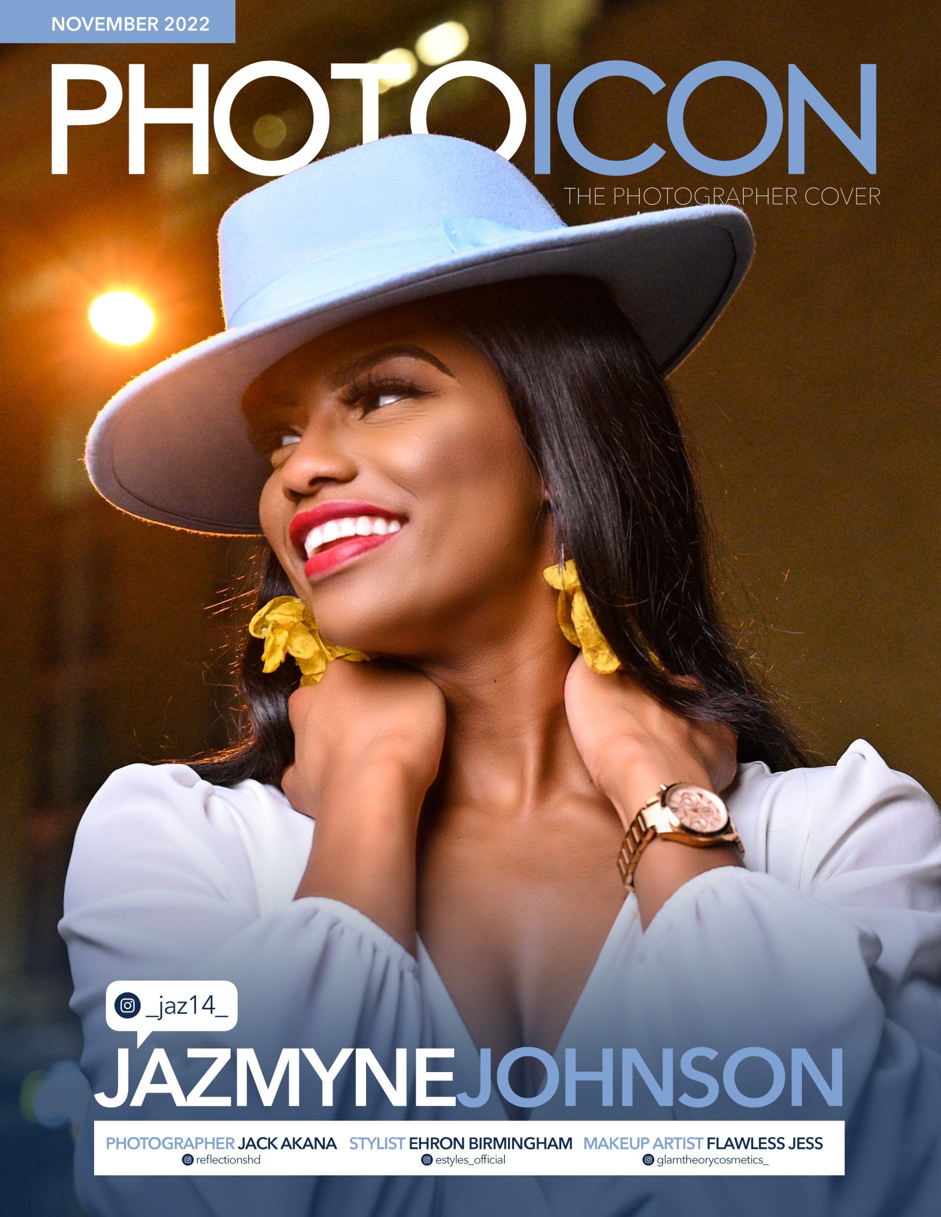 a woman wearing a hat and earrings is on the cover of a photo icon magazine .