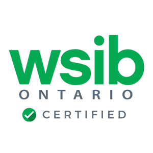 The green WSIB Ontario logo with a checkmark icon and the word "CERTIFIED."