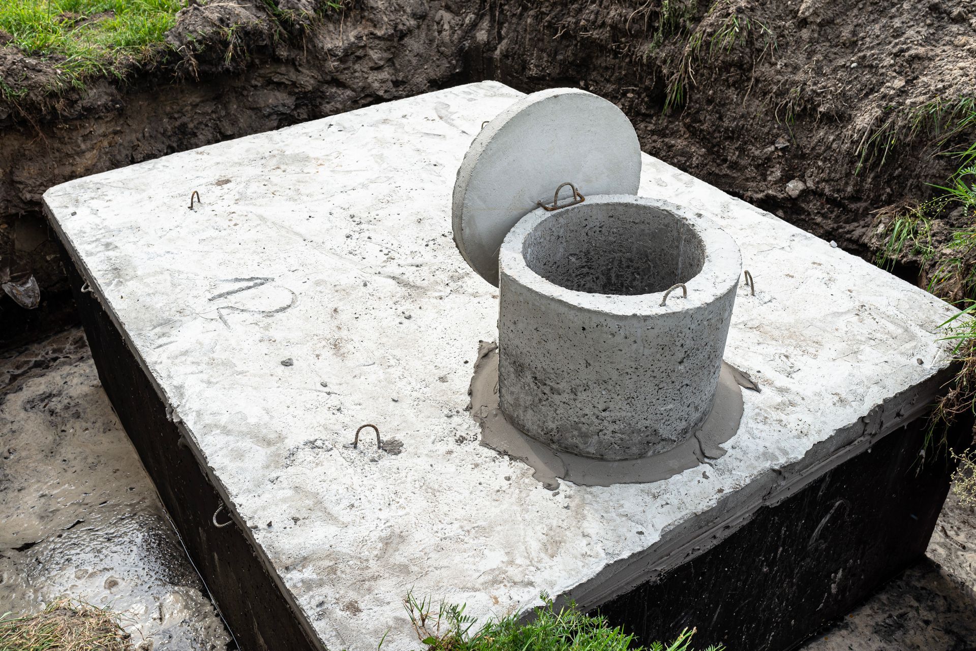 Concrete septic tank riser providing access for routine pumping and inspection
