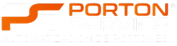 Logotipo de Porton en color naranja con un icono de una “P” estilizada sobre un fondo blanco.