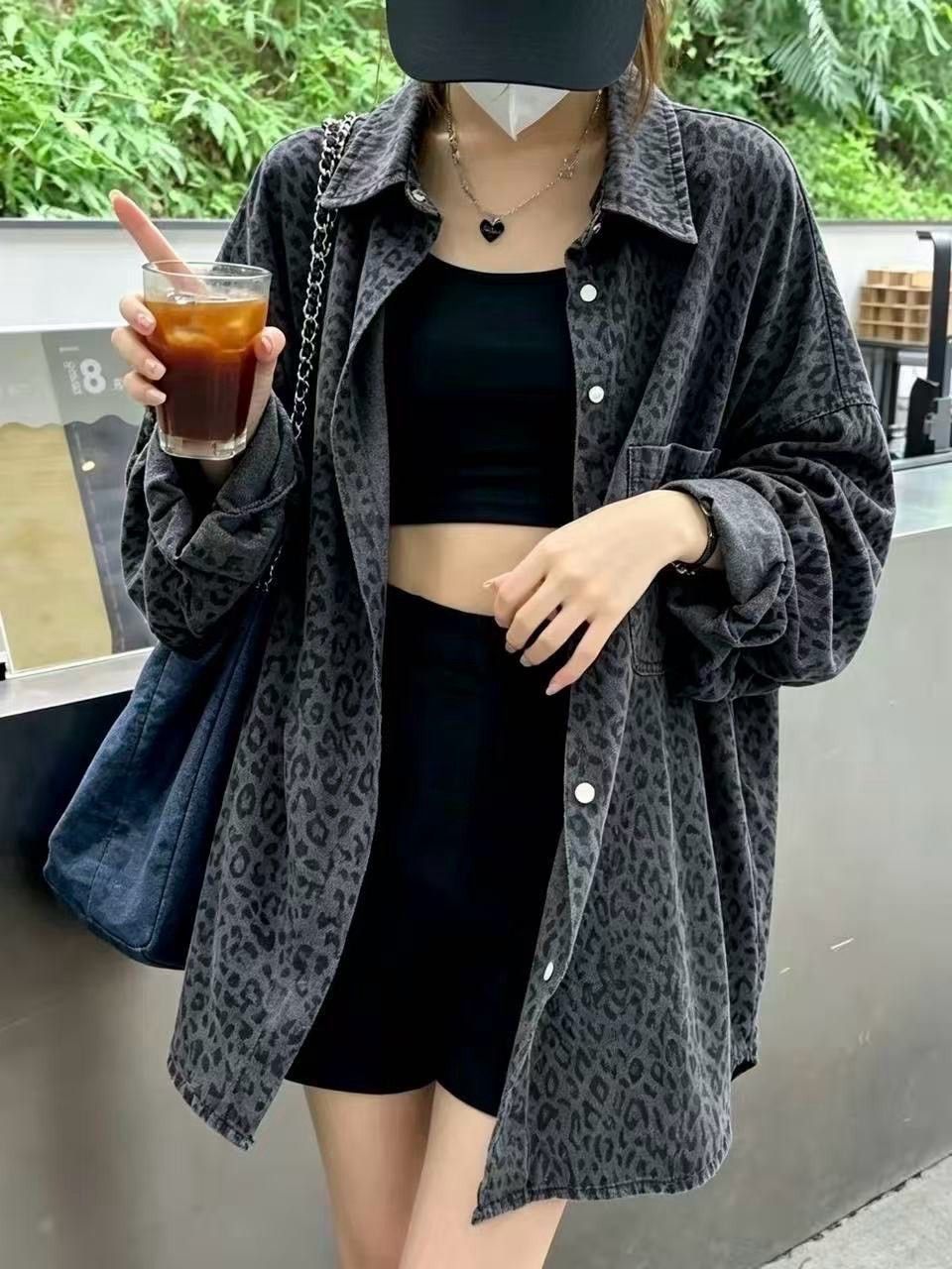 260918水洗豹紋牛仔外套