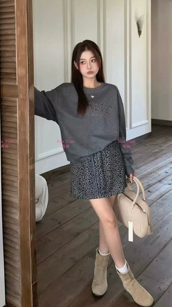 260918休閒豹紋褲裙套裝
