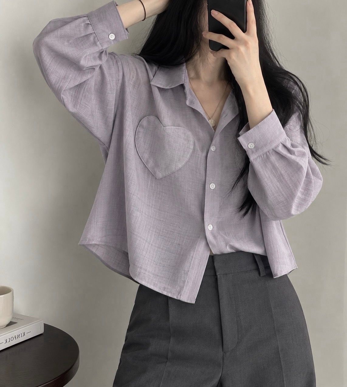 260920愛心口袋輕薄襯衫