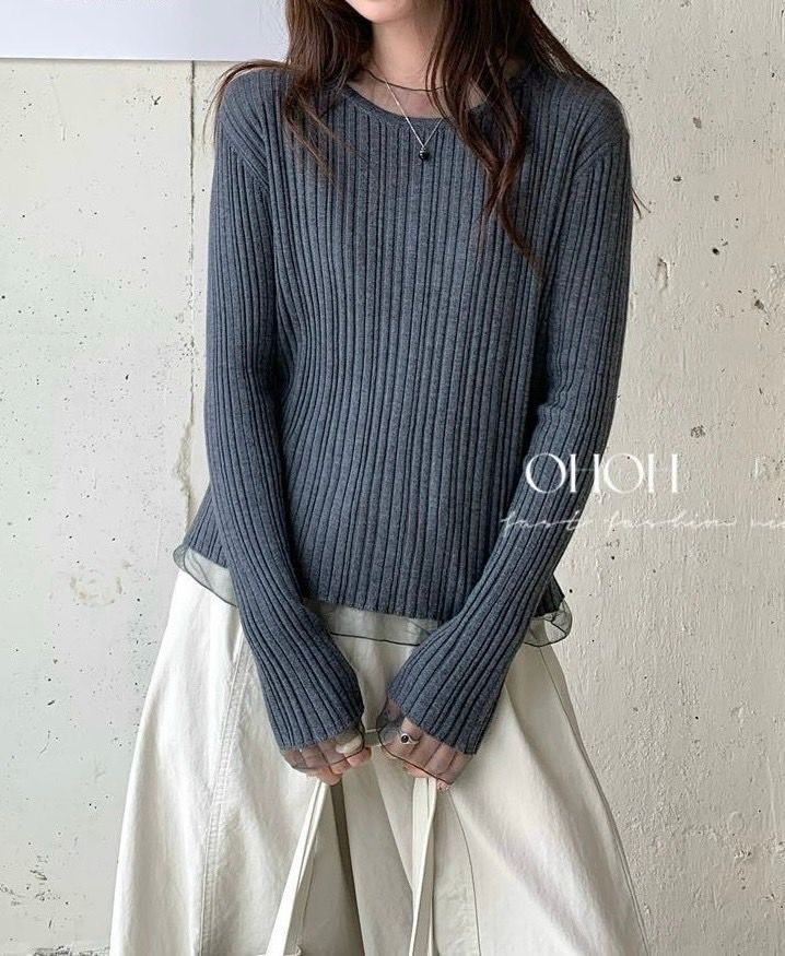 260928氣質款拼接蕾絲針織