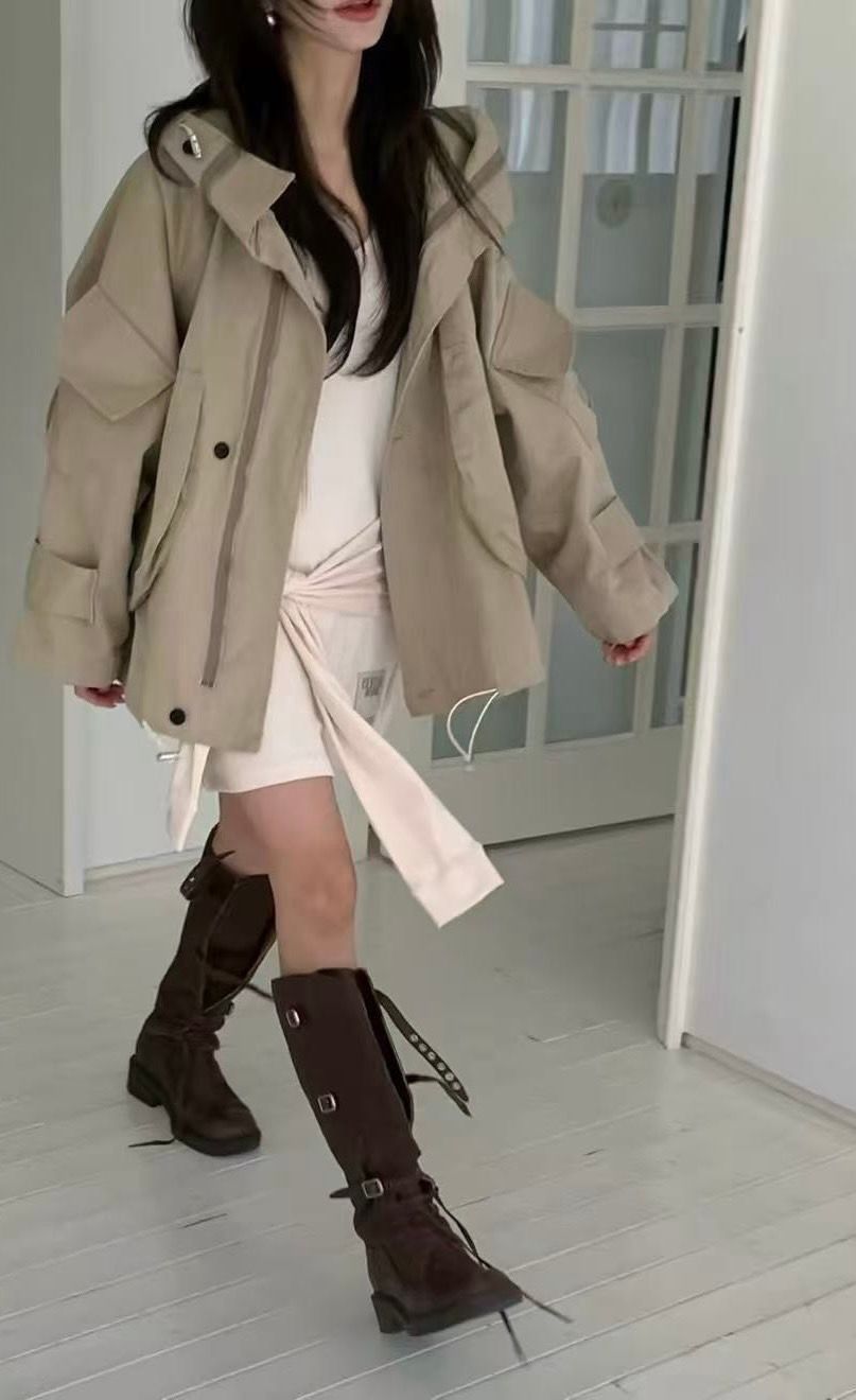 261011韓版工裝質感風衣外套