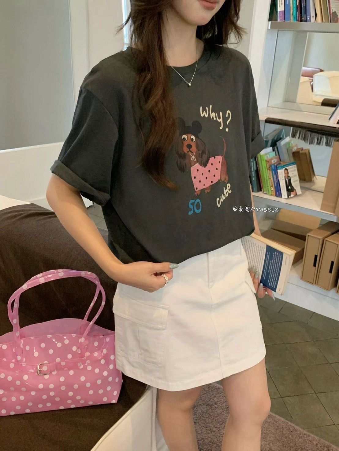 260704趣味米奇帽波點臘腸狗ㄒ恤