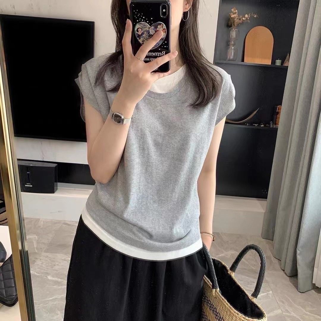 260704百搭簡約假兩件上衣