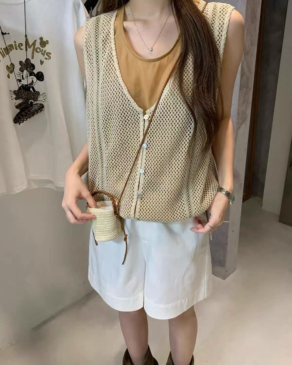 260711假兩件透網抽繩背心