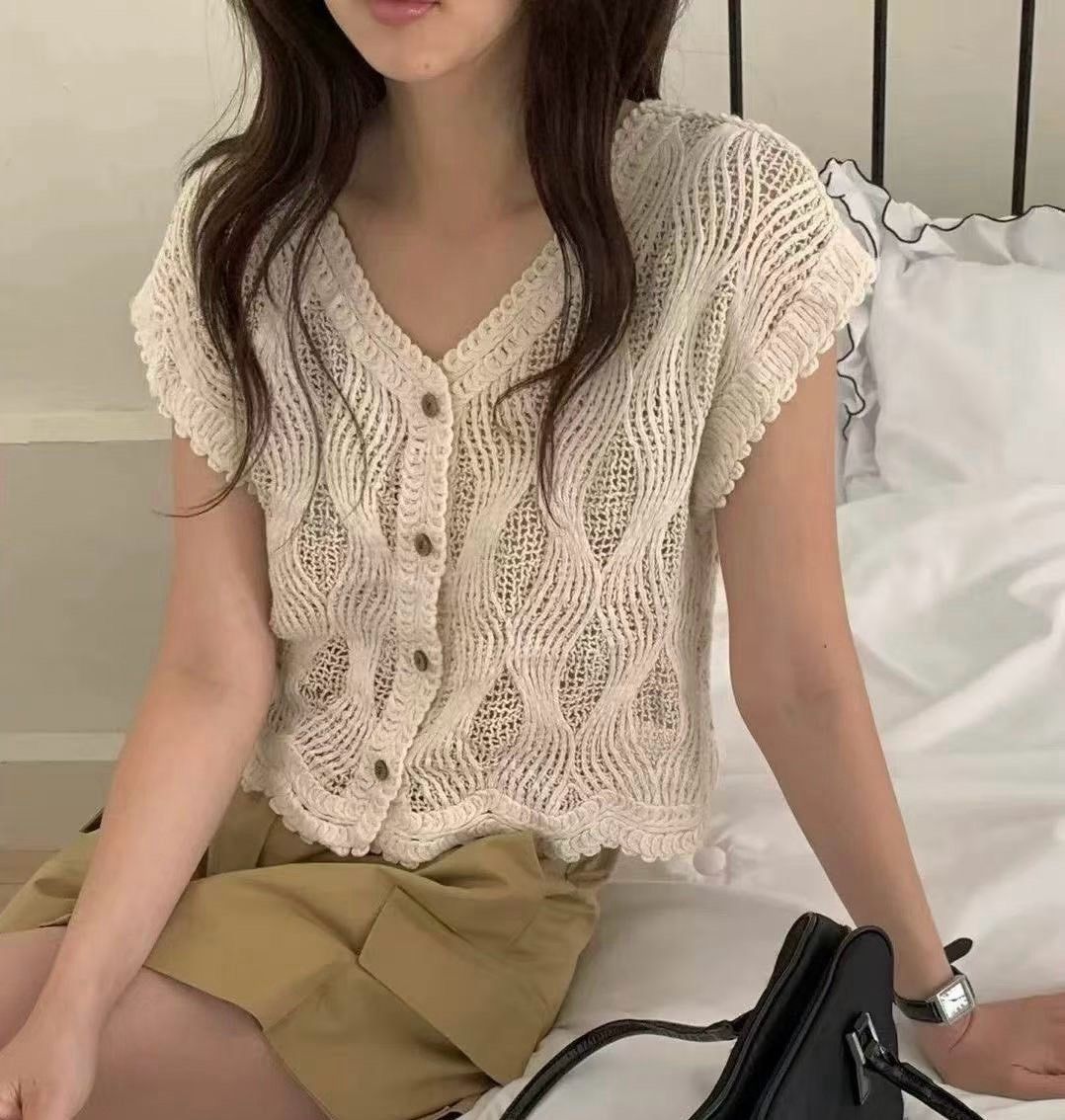 260712氣質提花馬甲罩衫