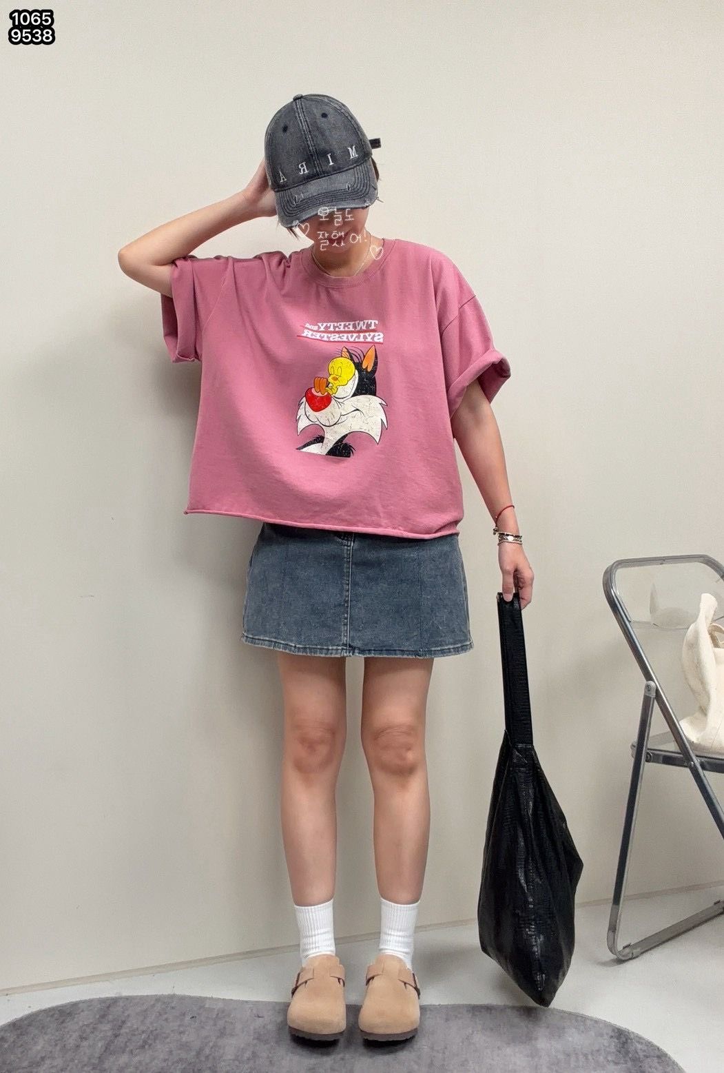 260716經典卡通傻大貓與崔弟ㄒ袖口下擺自然捲邊純棉水洗ㄒ恤