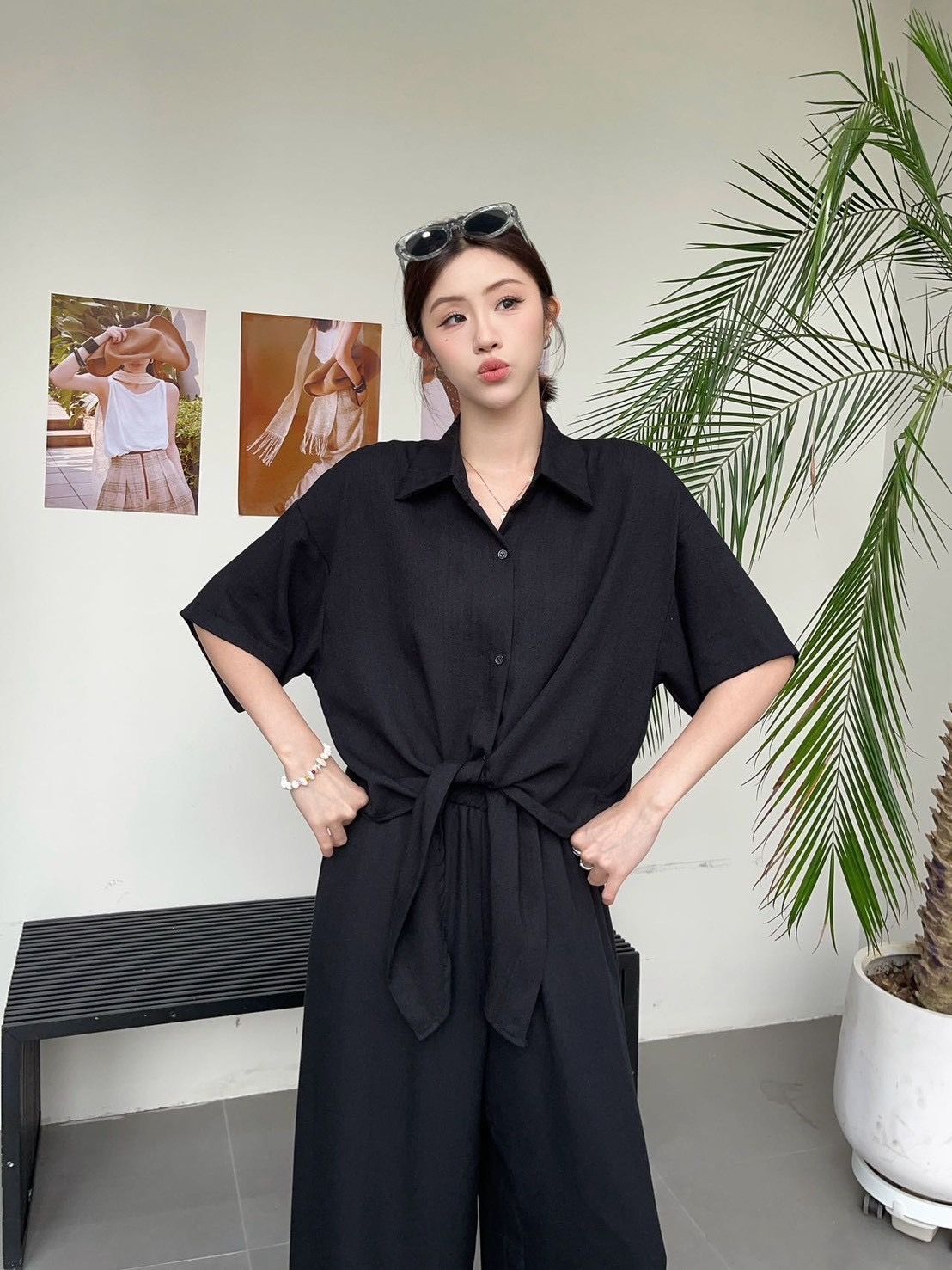 260717下綁帶棉麻襯衫
