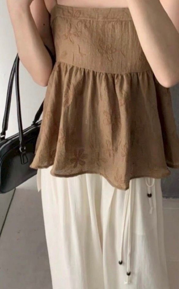 260718法式褶皺花邊綁帶背心