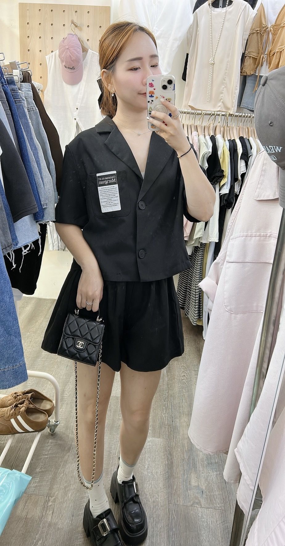 260723胸口英文標薄款西裝套裝