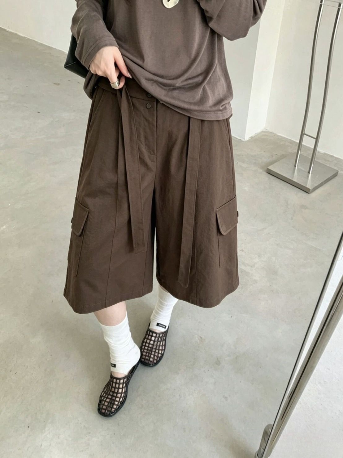 260725慵懶鬆弛感大口袋工裝七分褲
