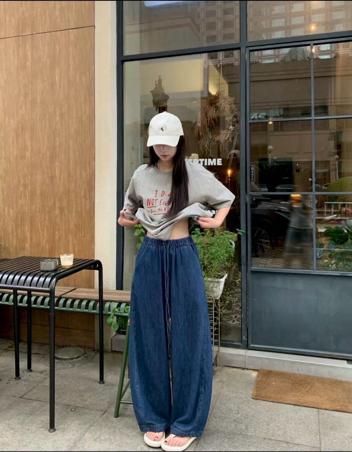 260802鬆弛感懶人直筒闊腿牛仔褲