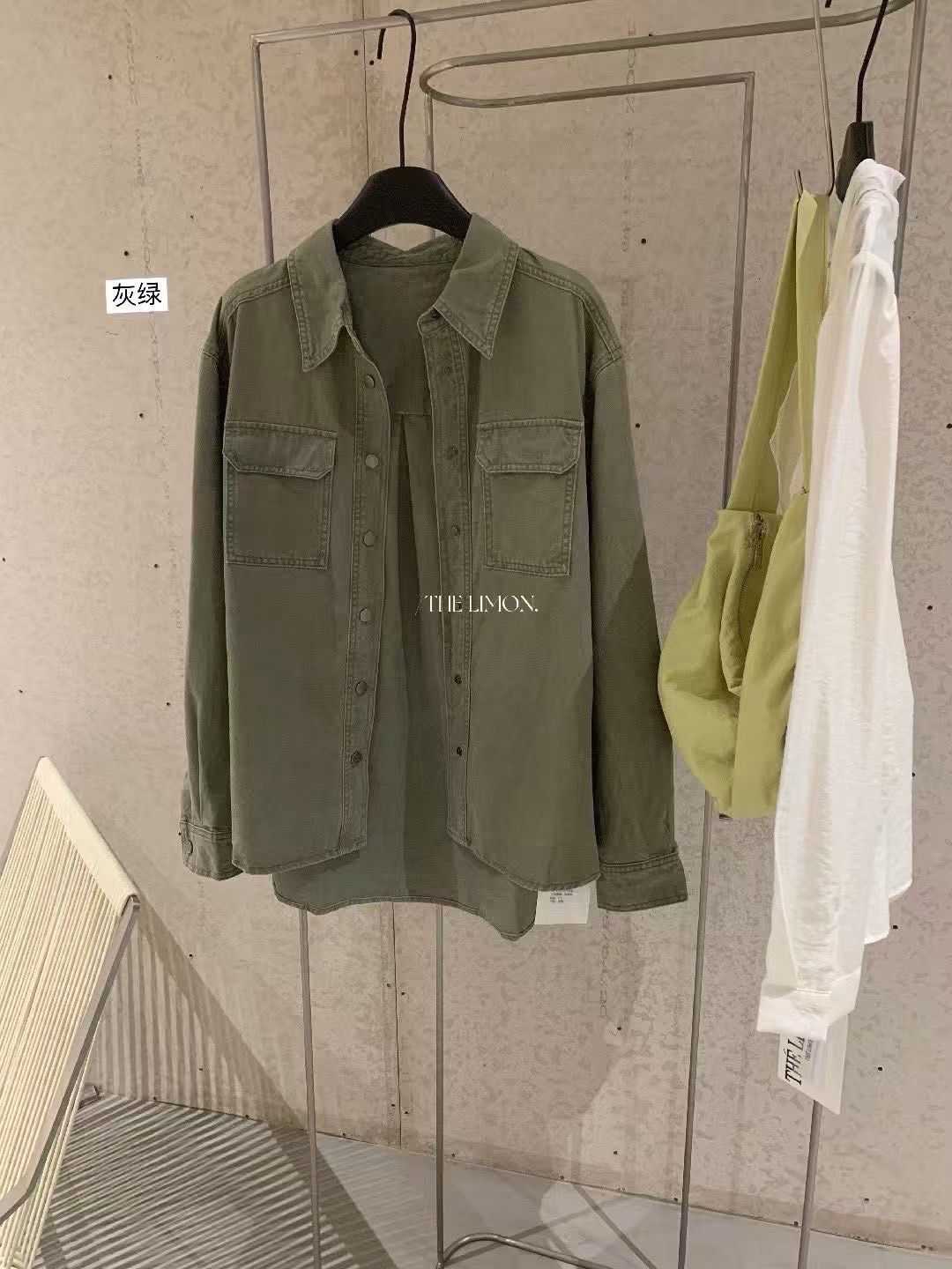 260811正版檸檬綠茶質感百搭襯衫外套