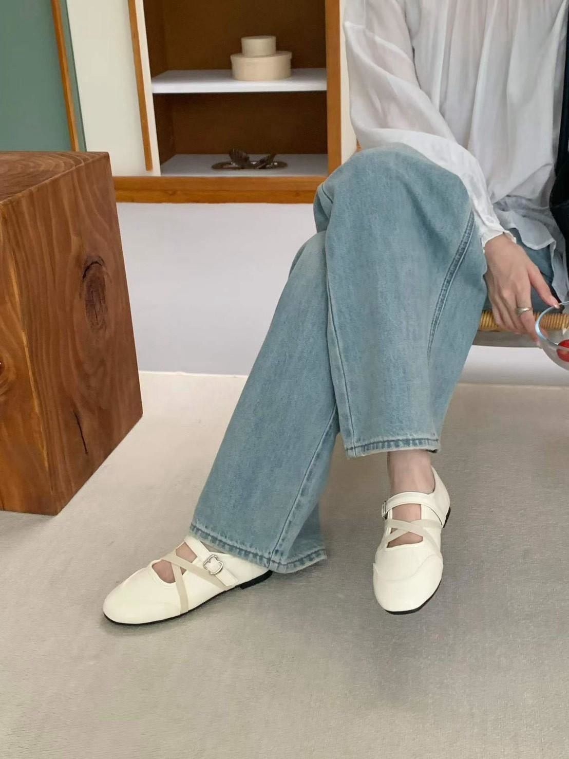 260811正韓法式芭蕾真皮交叉帶優雅瑪莉珍鞋