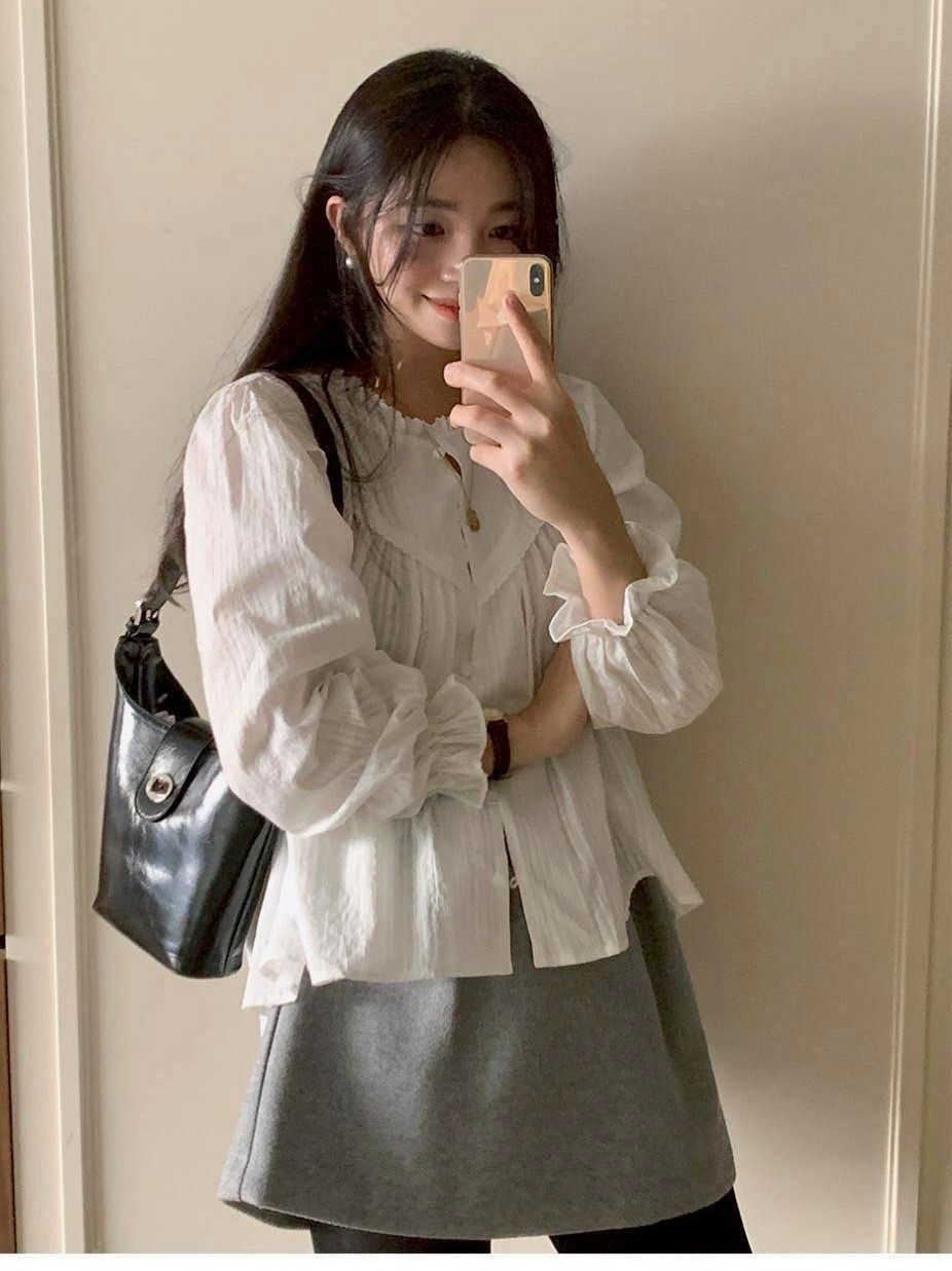 260815法式浪漫小褶皺襯衫
