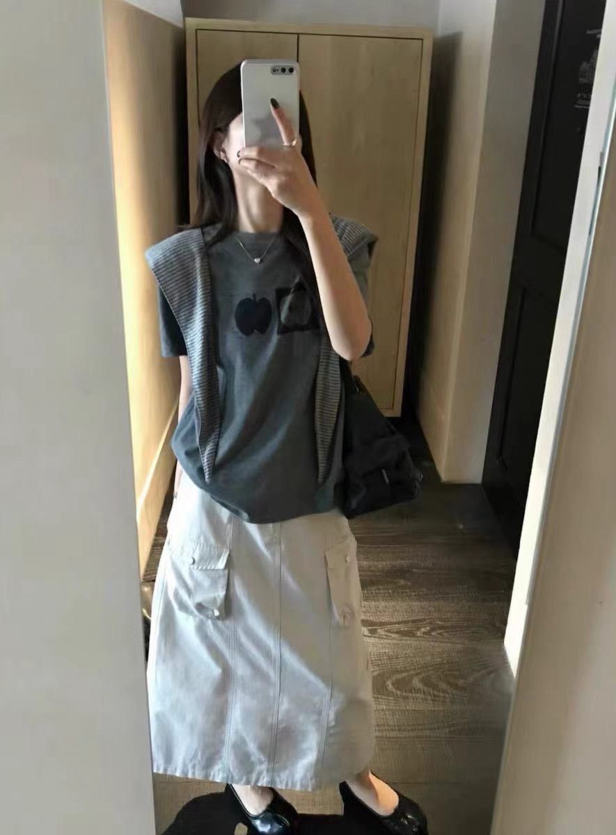 260816雲朵絨磨毛復古蘋果印花短ㄒ恤