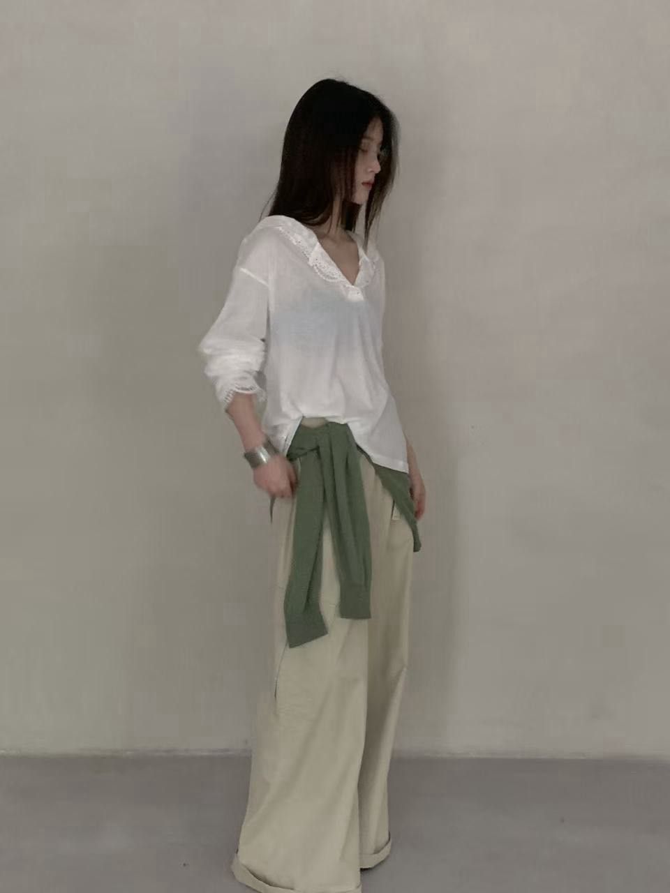260817蕾絲花邊連帽上衣
