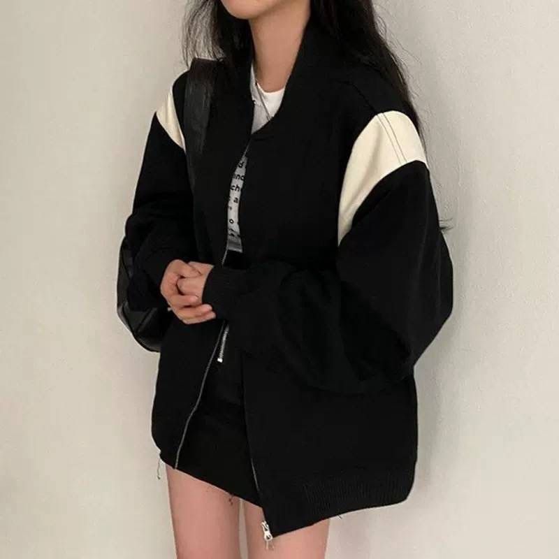 260821黑白拼接雙拉鍊外套