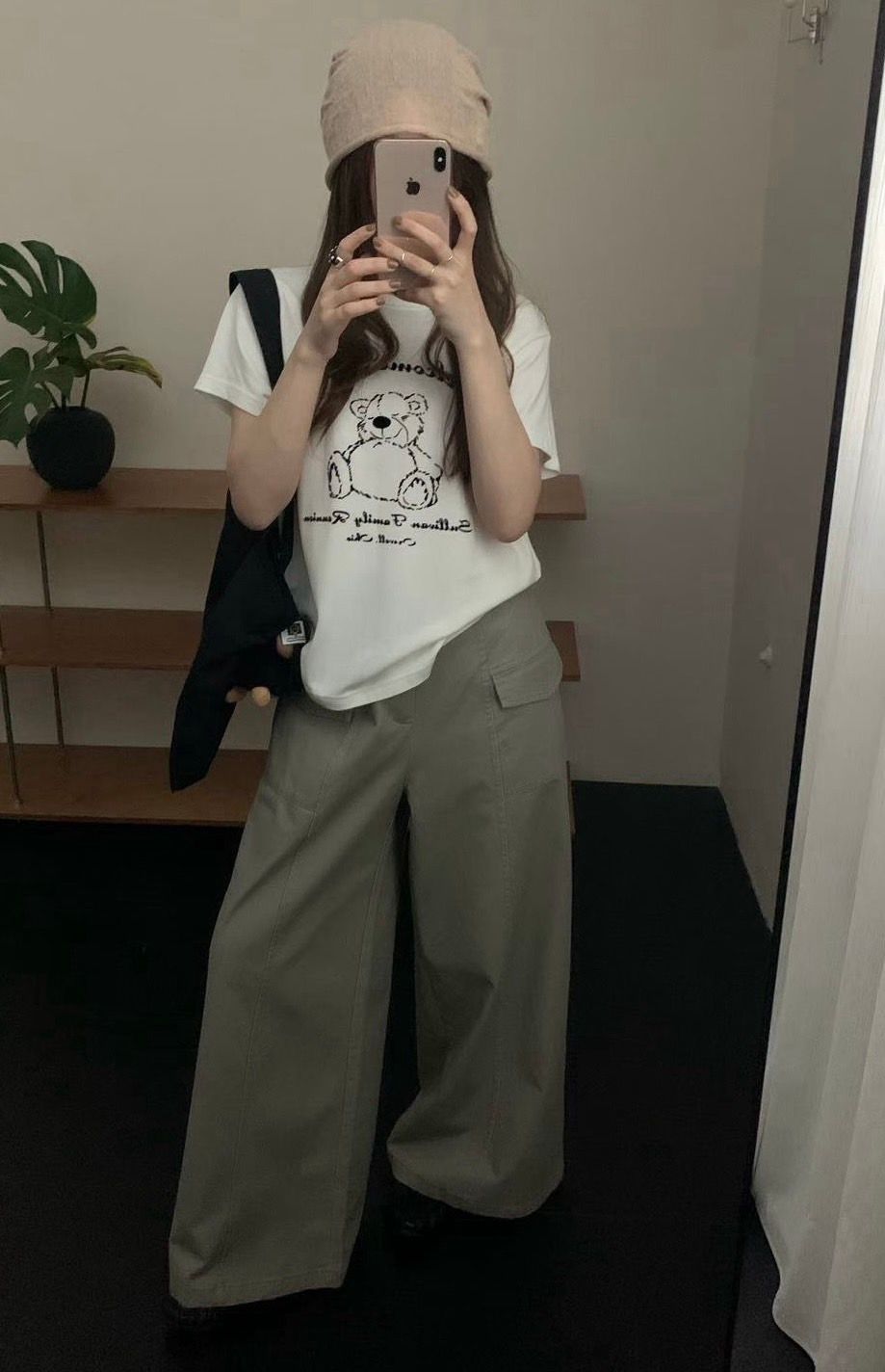 260827手繪小熊磨毛短袖ㄒ恤