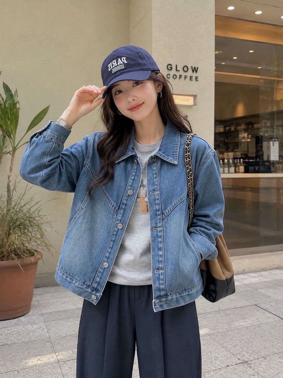 260901復古水洗弧線顯瘦牛仔外套