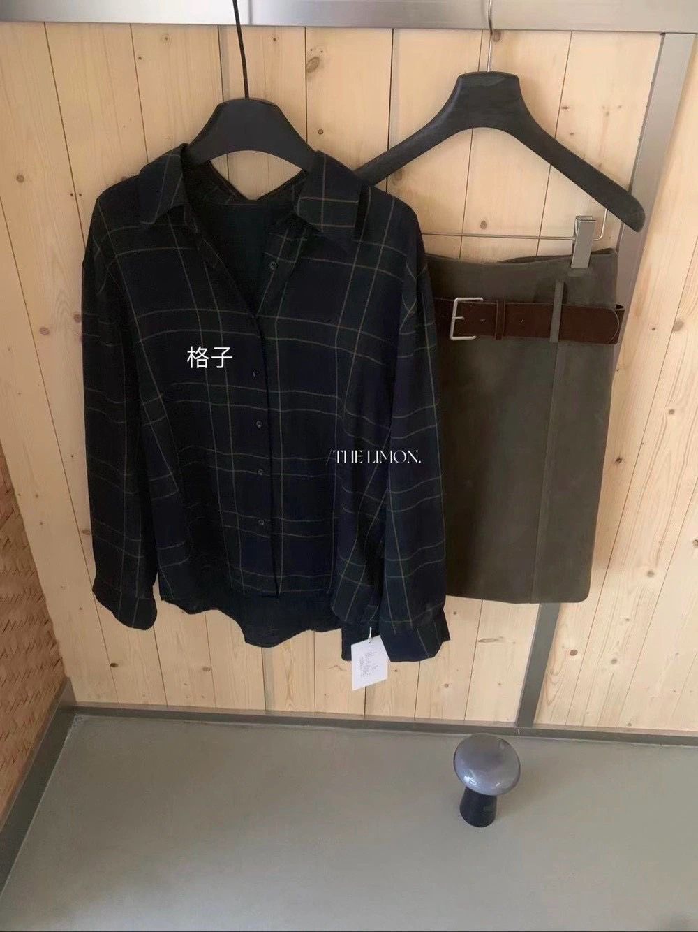 260909正版檸檬綠茶經典百搭格紋襯衫