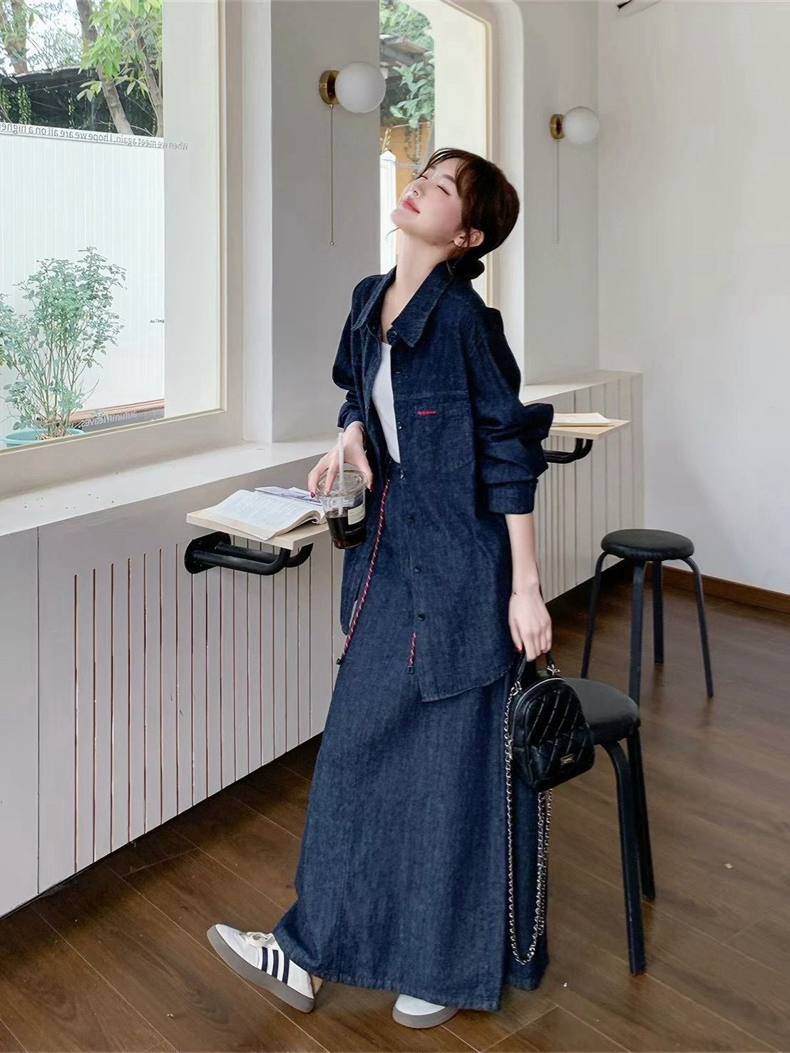 260911牛仔洗水前後刺繡襯衫套裝
