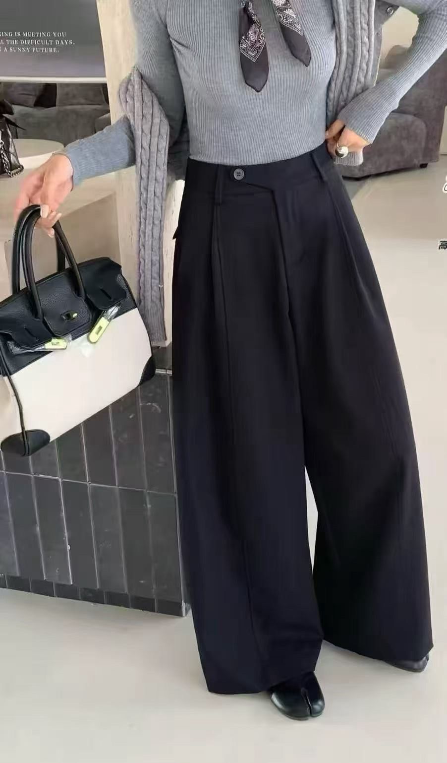 260912高腰顯瘦垂感彎刀西裝褲