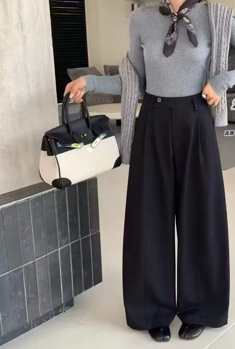 260912高腰顯瘦垂感彎刀西裝褲