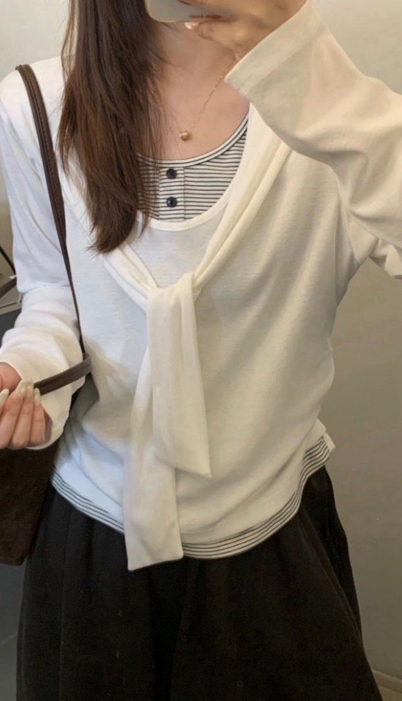 260912假兩件綁帶感上衣