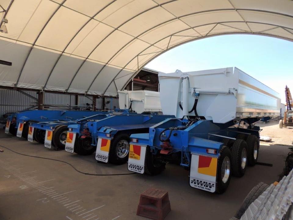 A Blue and White Semi-Trailers Parked — Aust. Advanced Trailer Sales & Service in Berrimah, NT