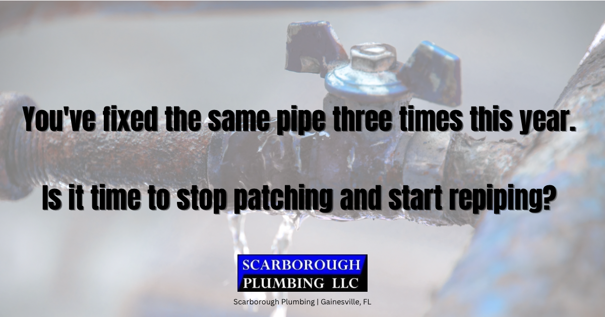 Pipe replacement repiping Gainesville FL Scarborough Plumbing galvanized PEX copper