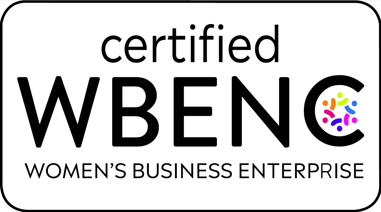 A certified wbenc women 's business enterprise logo on a white background.