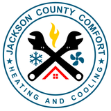 A logo for jackson county comfort heating and cooling