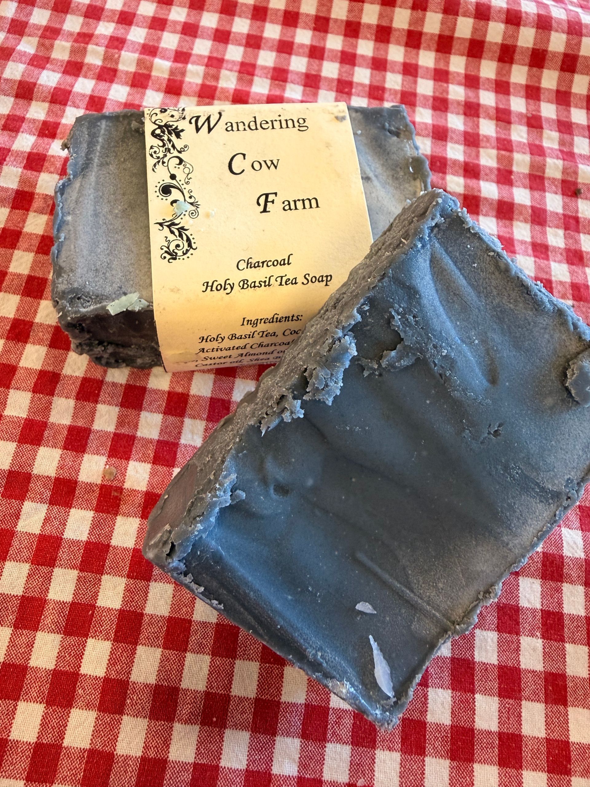 Wandering Cow Farm Soap -  Charcoal & Holy Basil Tea