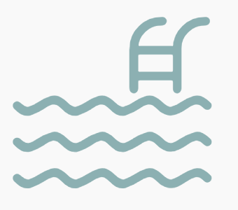 Pool with water and ladder, light teal.