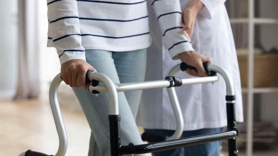 assisted patient with walker