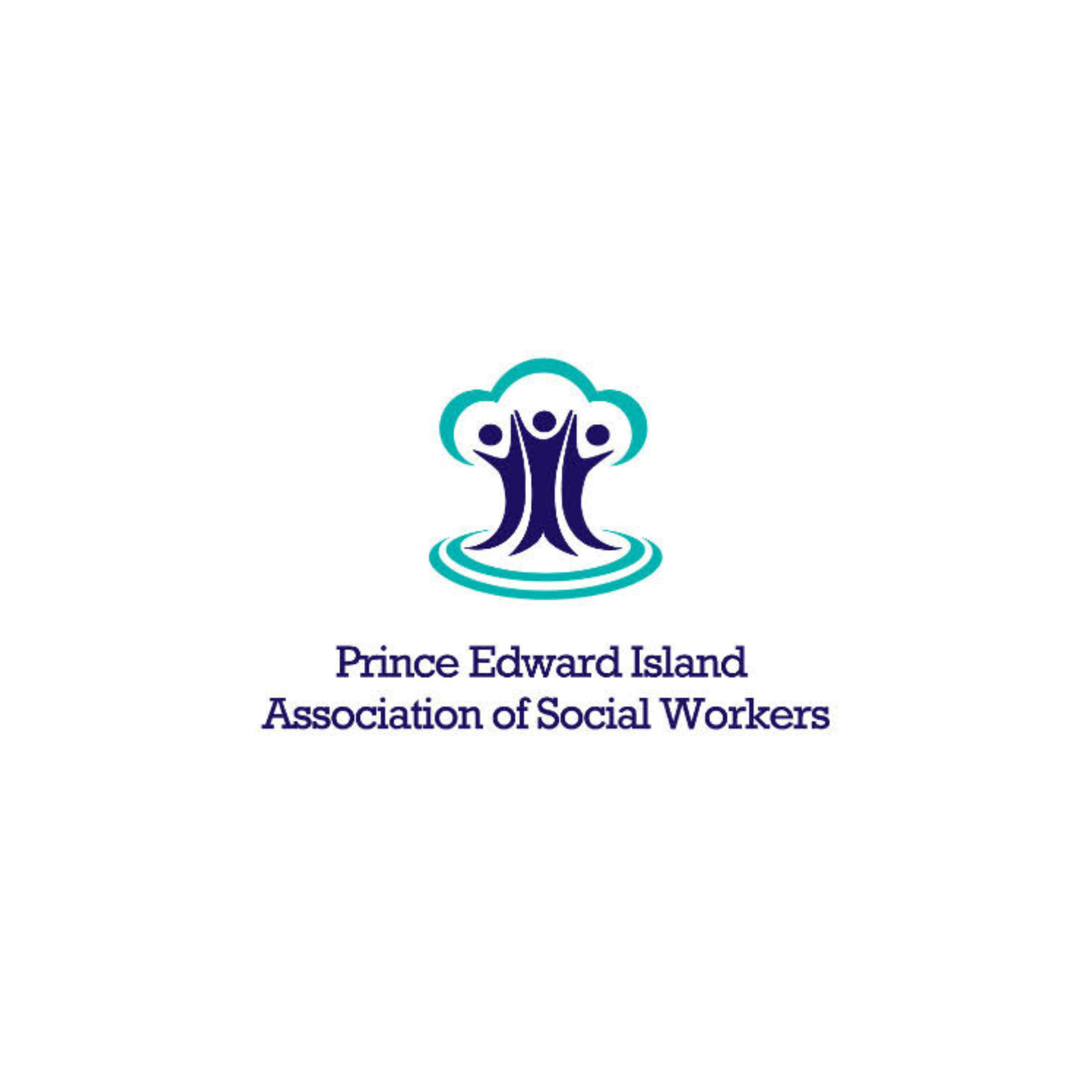 Prince Edward Island Association of Social Workers logo with teal and purple tree icon