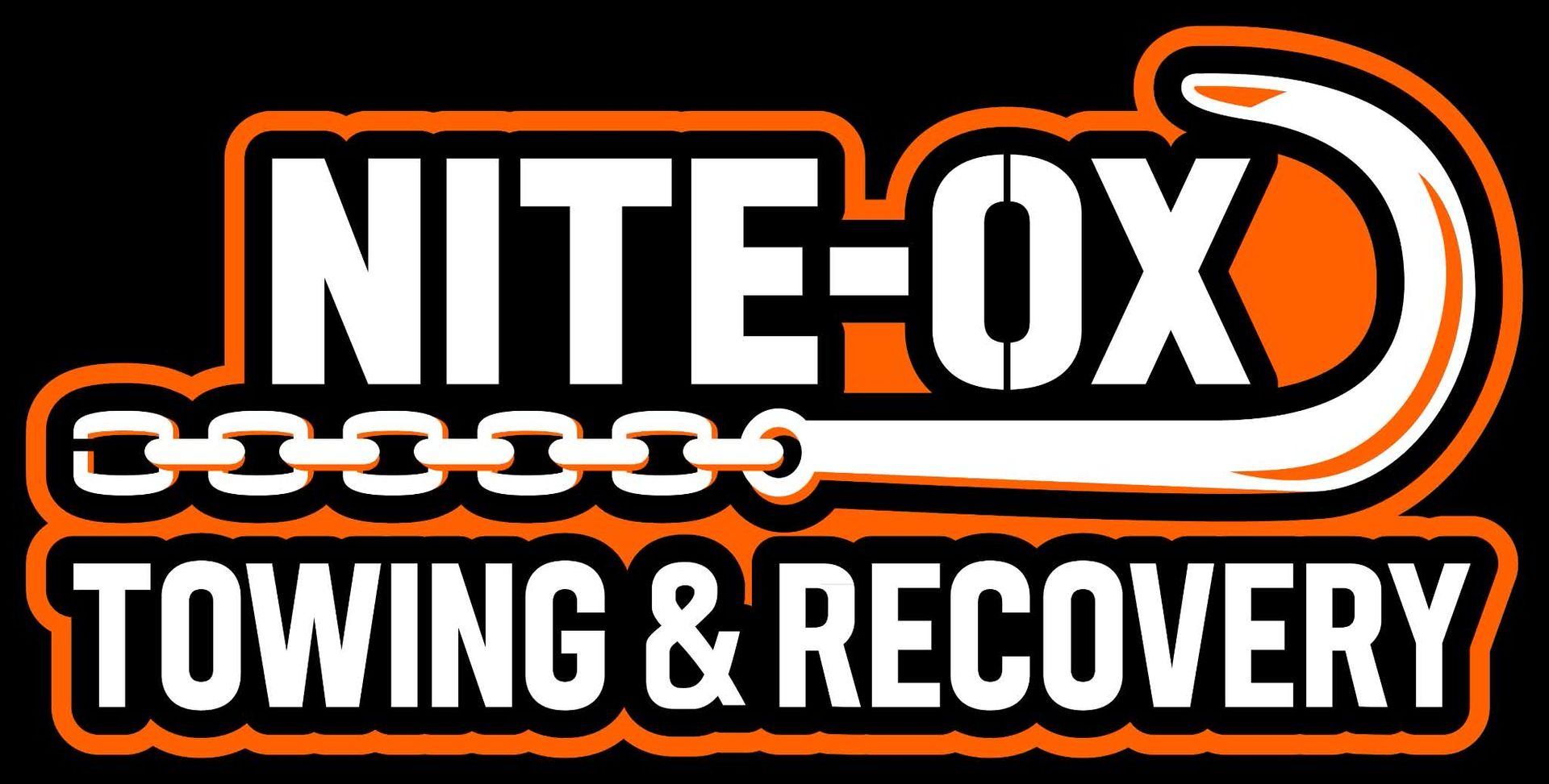 NITE-OX Towing & Recovery logo in black, white, and orange with chain graphic