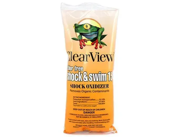 A bag of clearview shock and swim 1 shock oxidizer